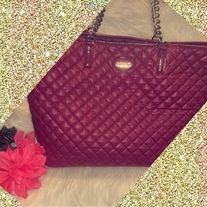 Coach Quilted Chain Burgundy Tote